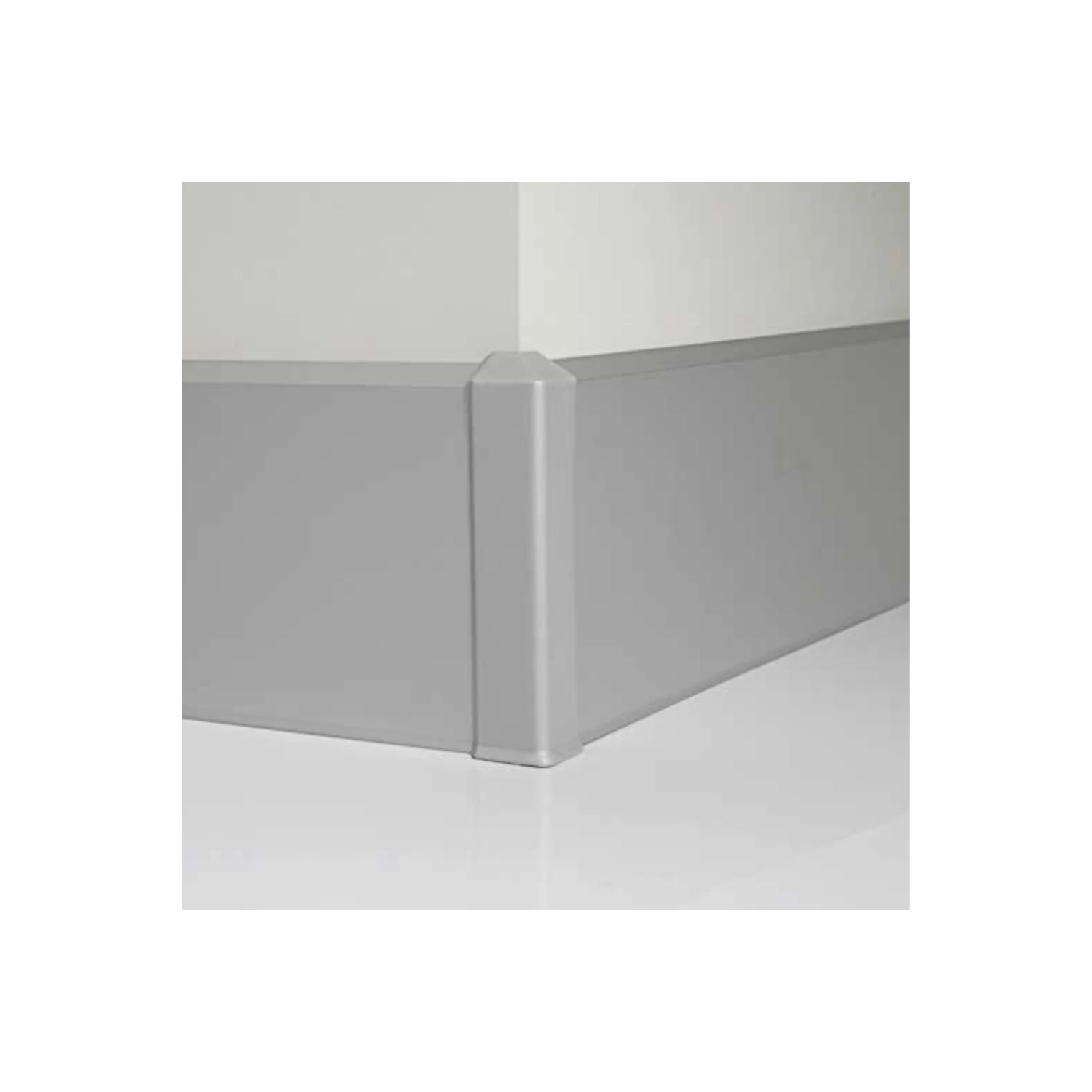 Angolo Esterno In PVC Argento Per Battiscopa Metal Line 95 1 Angolo Esterno In PVC Argento Per Battiscopa Metal Line 95