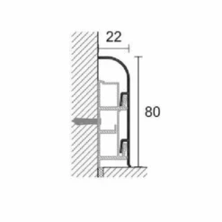 Battiscopa In Alluminio 80 Mm 200 Cm Metal Line 97/8 - Profilpas