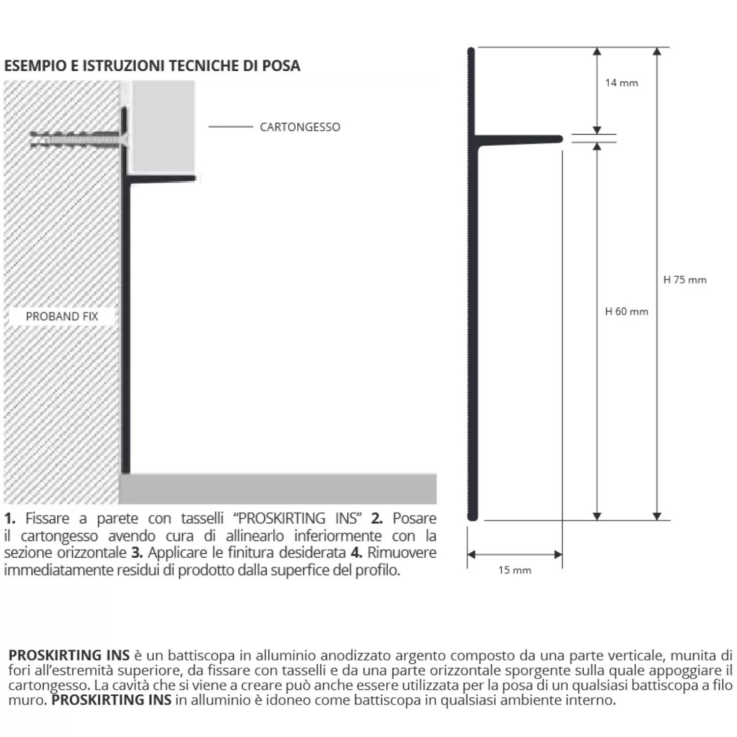 Battiscopa Per Cartongesso 200 Cm All An Argento Progress Profiles Proskirting Ins 2 Battiscopa Per Cartongesso 200 Cm All An Argento Progress Profiles Proskirting Ins - immagine 2