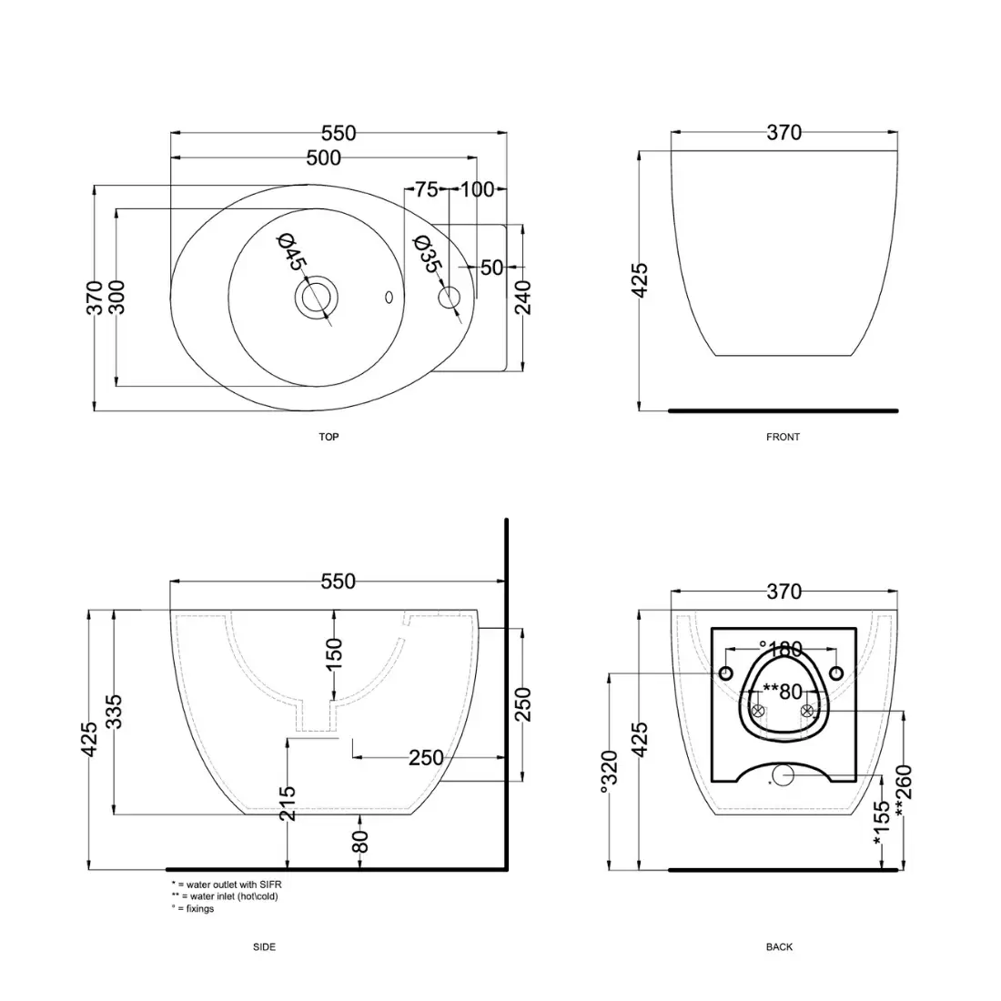 Bidet Sospeso 55x37 Cm Cielo Ceramica Le Giare 3 Bidet Sospeso 55x37 Cm Cielo Ceramica Le Giare - immagine 3