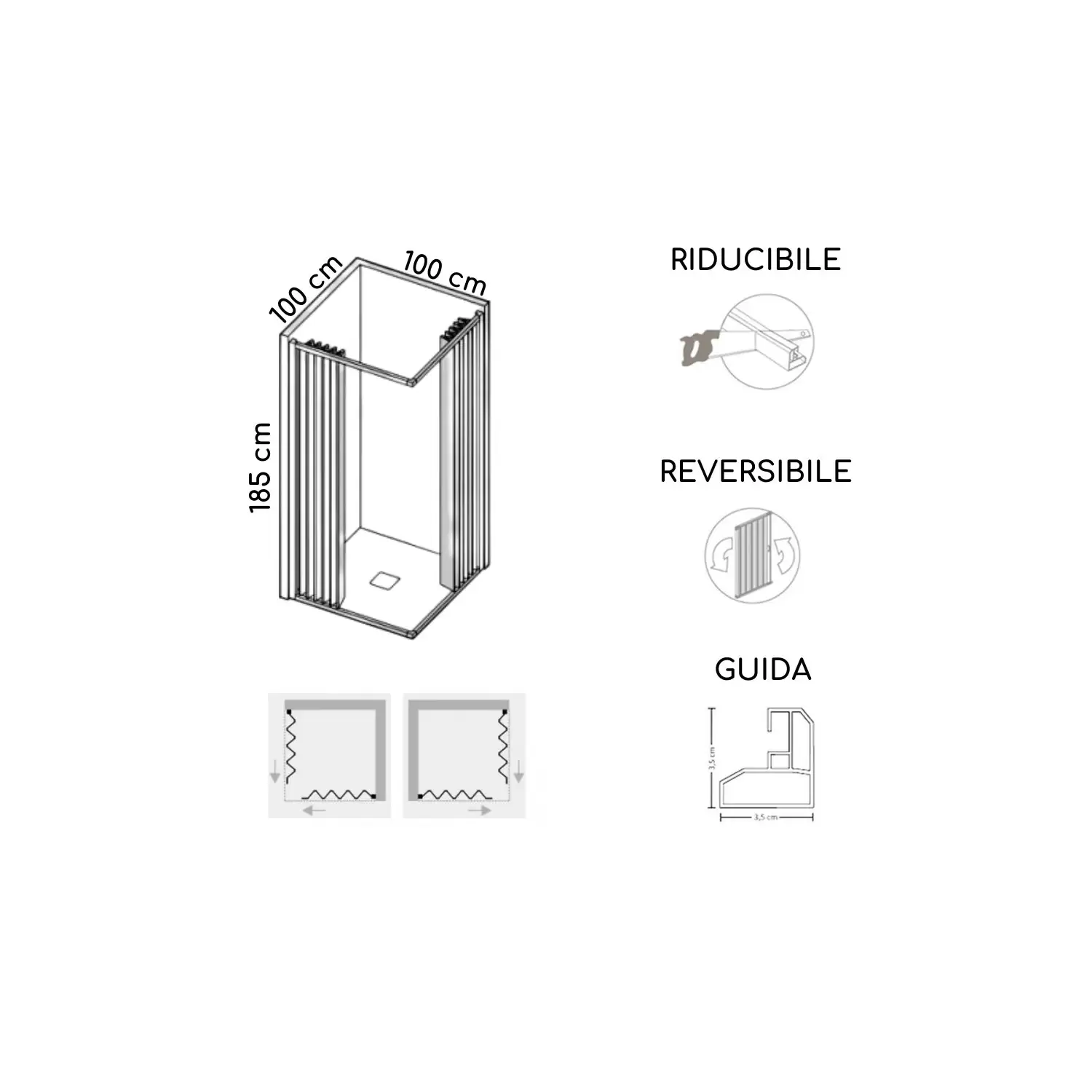 Box Doccia 100x100 Cm A Due Lati Apertura Totale Parigi PVC 4 Box Doccia 100x100 Cm A Due Lati Apertura Totale Parigi PVC - immagine 4