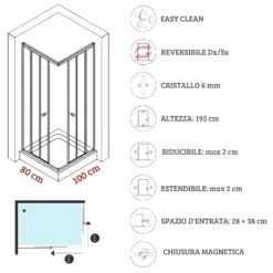 Box Doccia 80x100 Cm Nero Cristallo 6mm Orione 9 Box Doccia 80x100 Cm Nero Cristallo 6mm Orione -Vendite Ediliamo box doccia 80x100 cm nero cristallo 6mm orione aquana 2