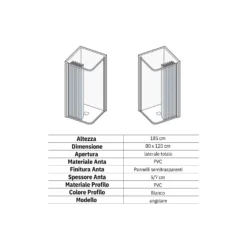Box Doccia 80x120 Cm A Due Lati Apertura Laterale Lima PVC 5 Box Doccia 80x120 Cm A Due Lati Apertura Laterale Lima PVC -Vendite Ediliamo box doccia 80x120 cm a due lati apertura laterale lima pvc 1