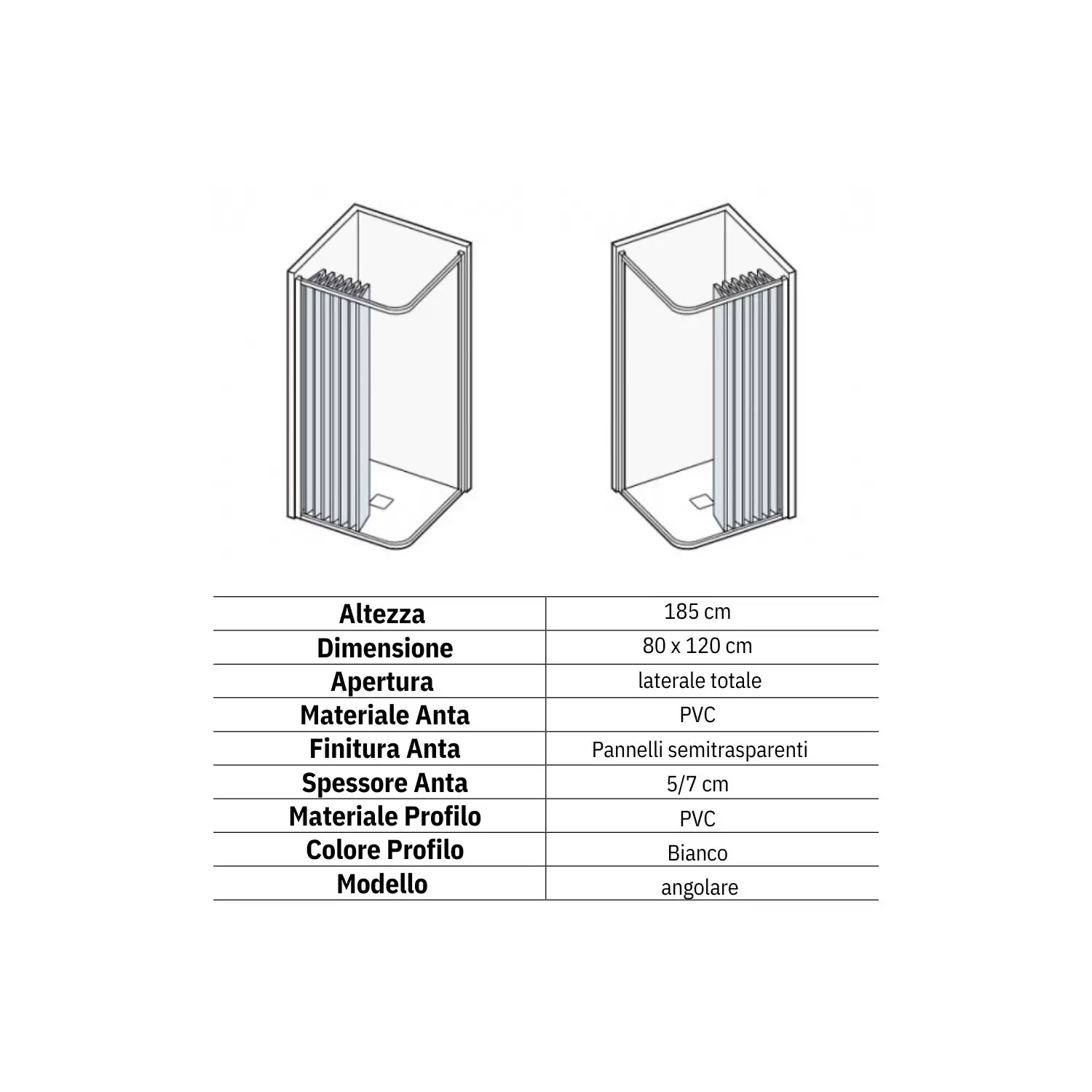 Box Doccia 80x120 Cm A Due Lati Apertura Laterale Lima PVC 2 Box Doccia 80x120 Cm A Due Lati Apertura Laterale Lima PVC - immagine 2