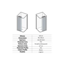 Box Doccia 90x90 Cm A Due Lati Apertura Laterale Lima PVC -Vendite Ediliamo box doccia 90x90 cm a due lati apertura laterale lima pvc 1