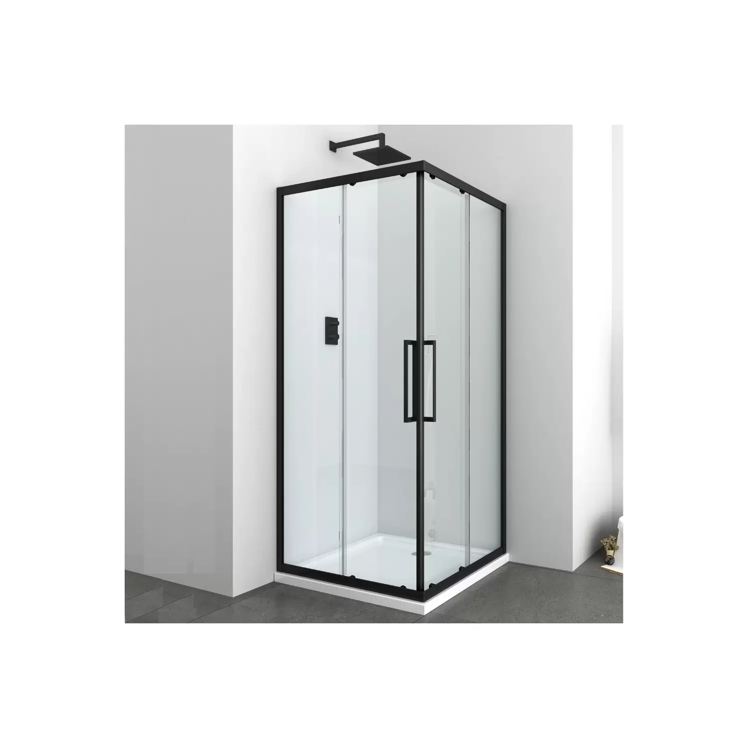 Box Doccia 90x90 Cm Nero Cristallo 6mm Orione 2 Box Doccia 90x90 Cm Nero Cristallo 6mm Orione - immagine 2