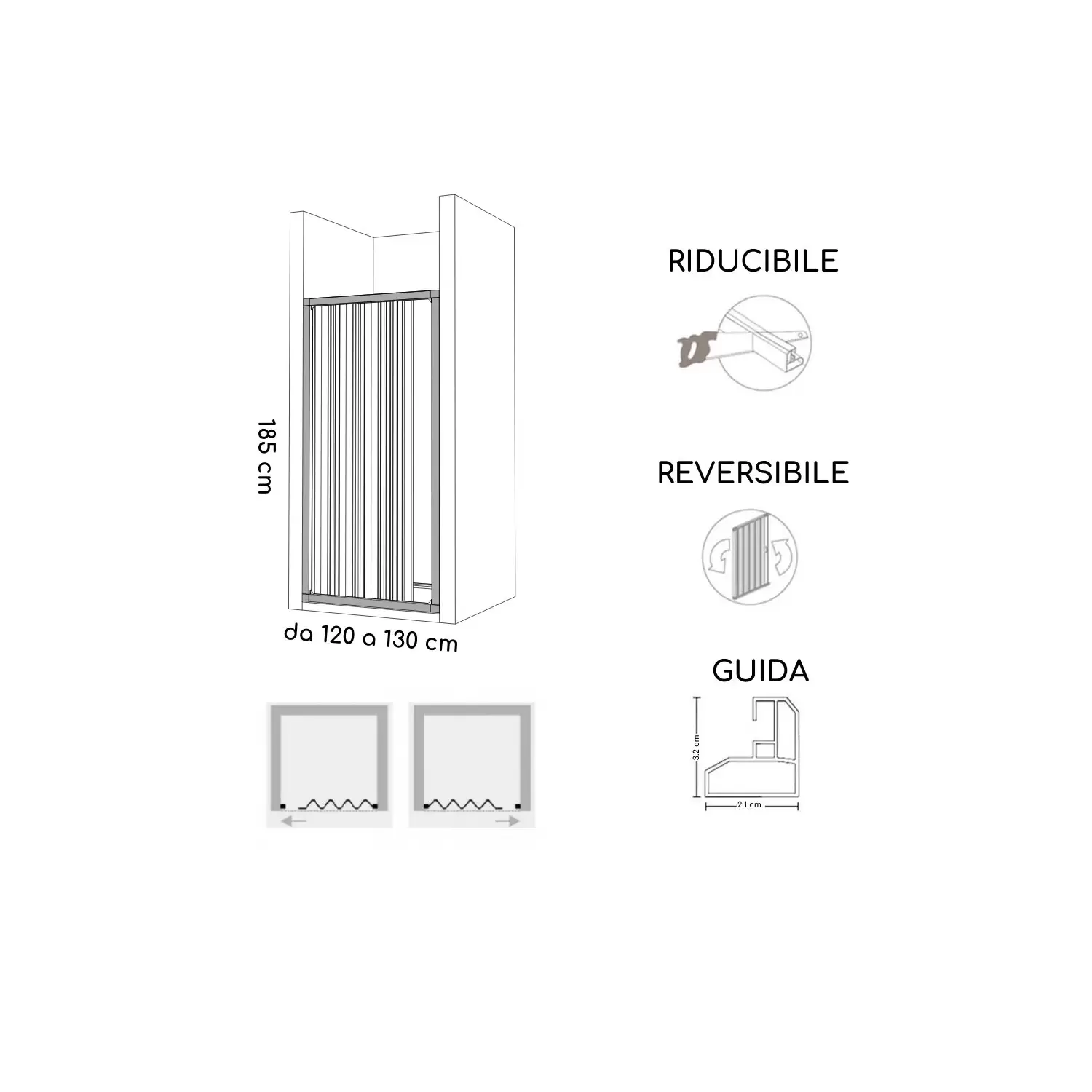 Box Doccia Nicchia Da 120 A 130cm Apertura Laterale Tokyo PVC 4 Box Doccia Nicchia Da 120 A 130cm Apertura Laterale Tokyo PVC - immagine 4