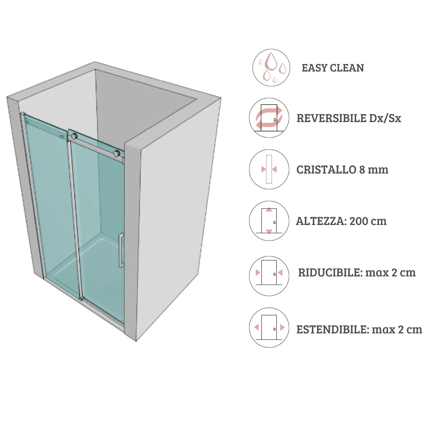 Box Doccia Per Nicchia Cromo Lucido 8 Mm Giotto 3 Box Doccia Per Nicchia Cromo Lucido 8 Mm Giotto - immagine 3