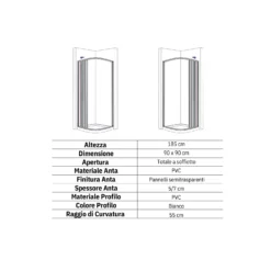 Box Doccia Semicircolare 90x90 Cm A Due Lati Roma PVC -Vendite Ediliamo box doccia semicircolare 90x90 cm a due lati roma pvc 3