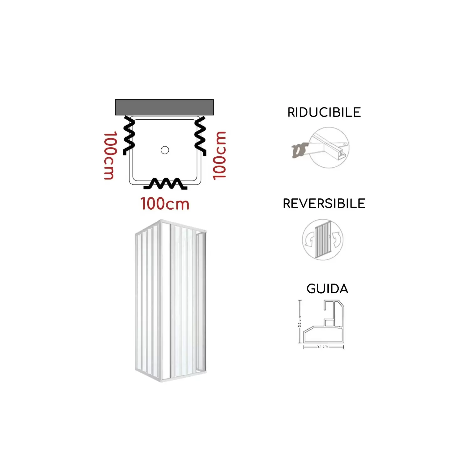 Box Doccia Tre Lati 100x100x100cm Aperture Laterali Rio PVC 4 Box Doccia Tre Lati 100x100x100cm Aperture Laterali Rio PVC - immagine 4