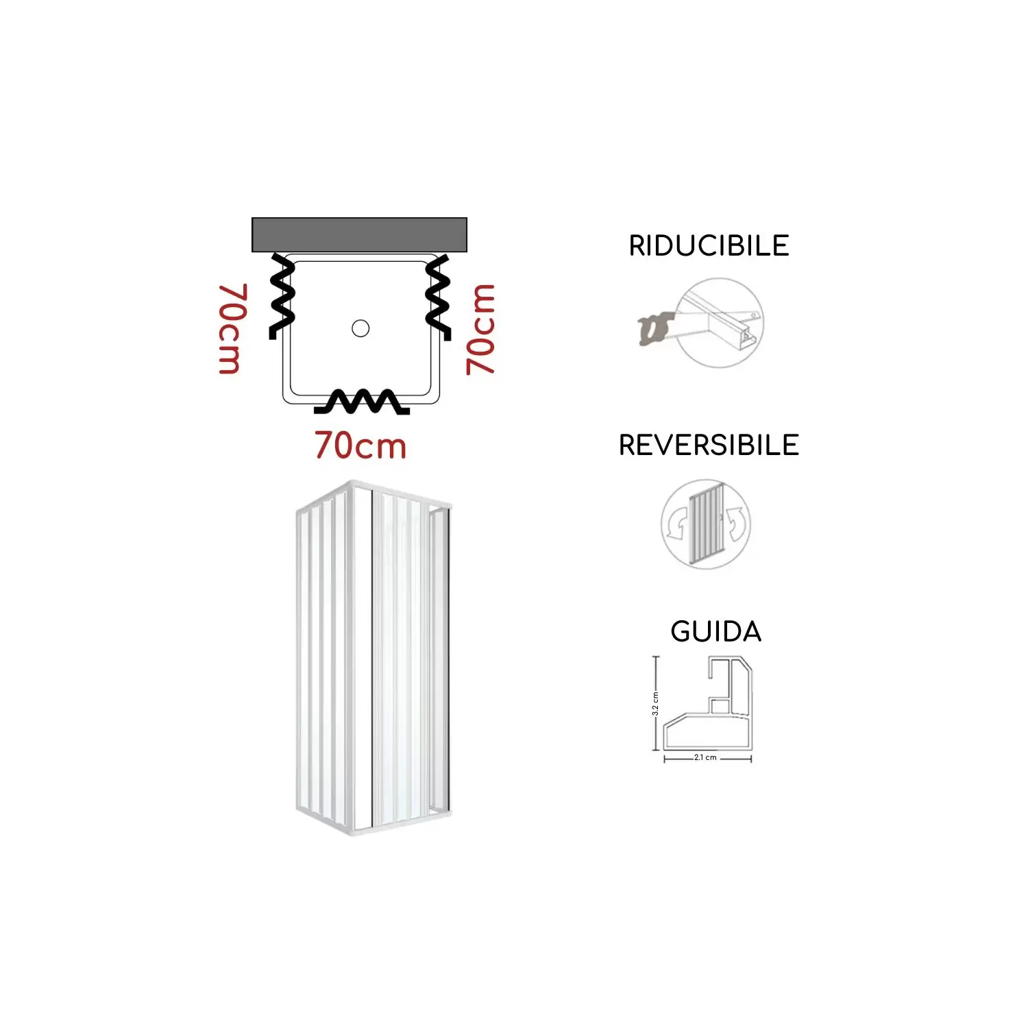 Box Doccia Tre Lati 70x70x70cm Apertura Bilaterale Rio PVC 4 Box Doccia Tre Lati 70x70x70cm Apertura Bilaterale Rio PVC - immagine 4