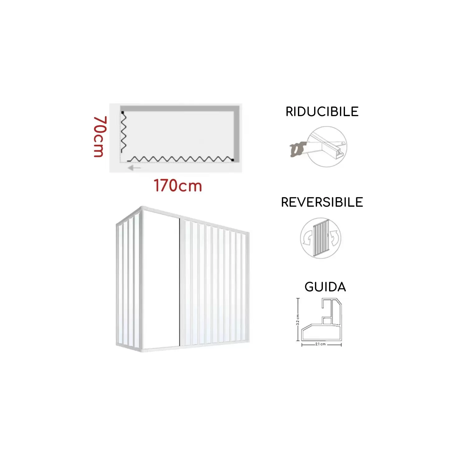 Box Vasca 70x170 Cm A Due Lati Dublino PVC 4 Box Vasca 70x170 Cm A Due Lati Dublino PVC - immagine 4