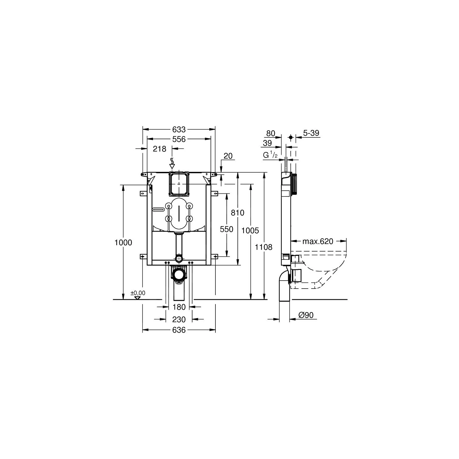 Cassetta Di Scarico Sanitario Sospeso 38729 Uniset Grohe 2 Cassetta Di Scarico Sanitario Sospeso 38729 Uniset Grohe - immagine 2