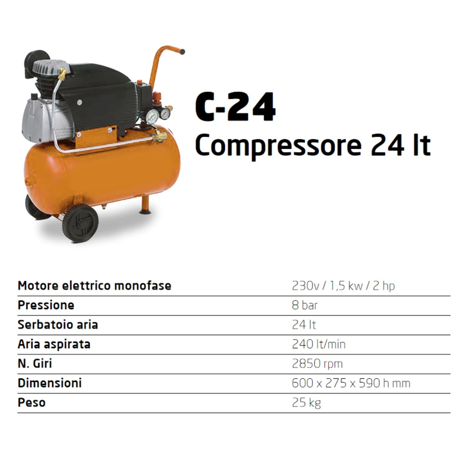 Compressore 24lt C-24 COMER 2 Compressore 24lt C-24 COMER - immagine 2