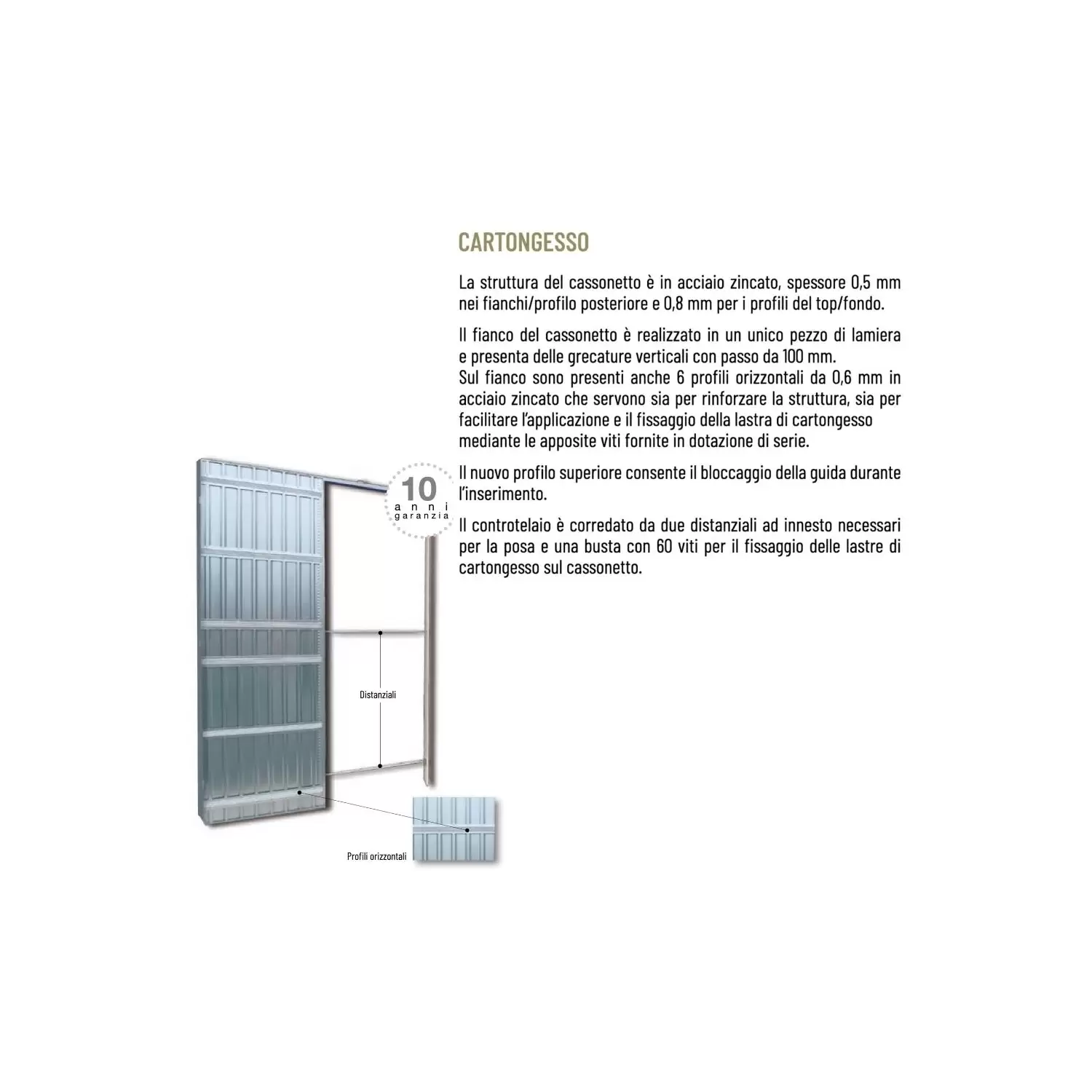 Controtelaio Scrigno Cartongesso 100mm ScrignoTech Anta Unica 2 Controtelaio Scrigno Cartongesso 100mm ScrignoTech Anta Unica - immagine 2