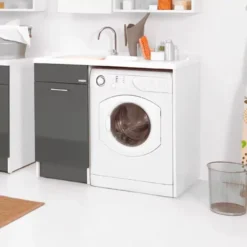 Coprilavatrice Con Cestello Portabiancheria 106x60x89h Cm Antracite Duo Colavene Vasca A SX