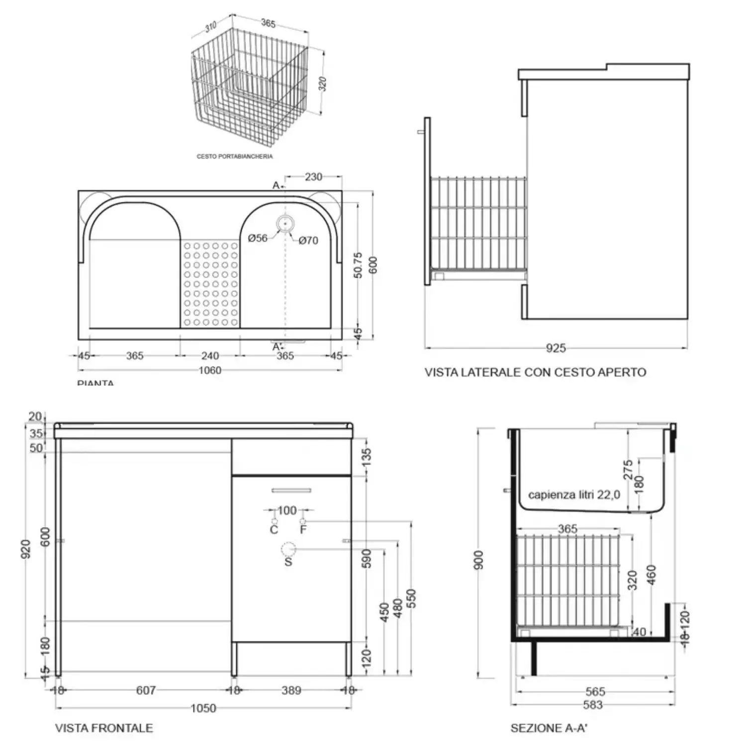 Coprilavatrice Con Cestello Portabiancheria 106x60x89h Cm Celeste Duo Colavene Vasca A SX 3 Coprilavatrice Con Cestello Portabiancheria 106x60x89h Cm Celeste Duo Colavene Vasca A SX - immagine 3
