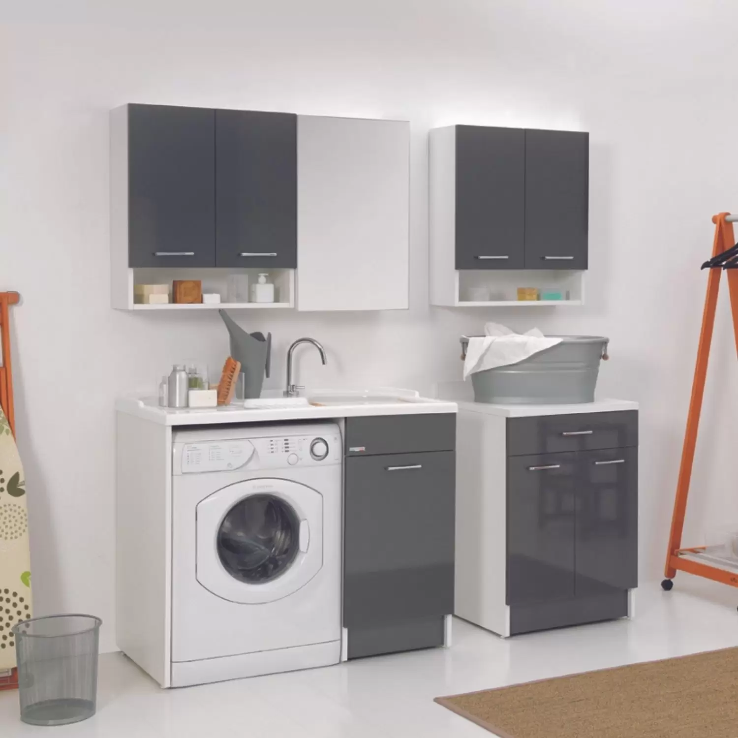 Coprilavatrice Con Cestello Portabiancheria 106x60x89h Cm Celeste Duo Colavene Vasca A SX 5 Coprilavatrice Con Cestello Portabiancheria 106x60x89h Cm Celeste Duo Colavene Vasca A SX - immagine 5