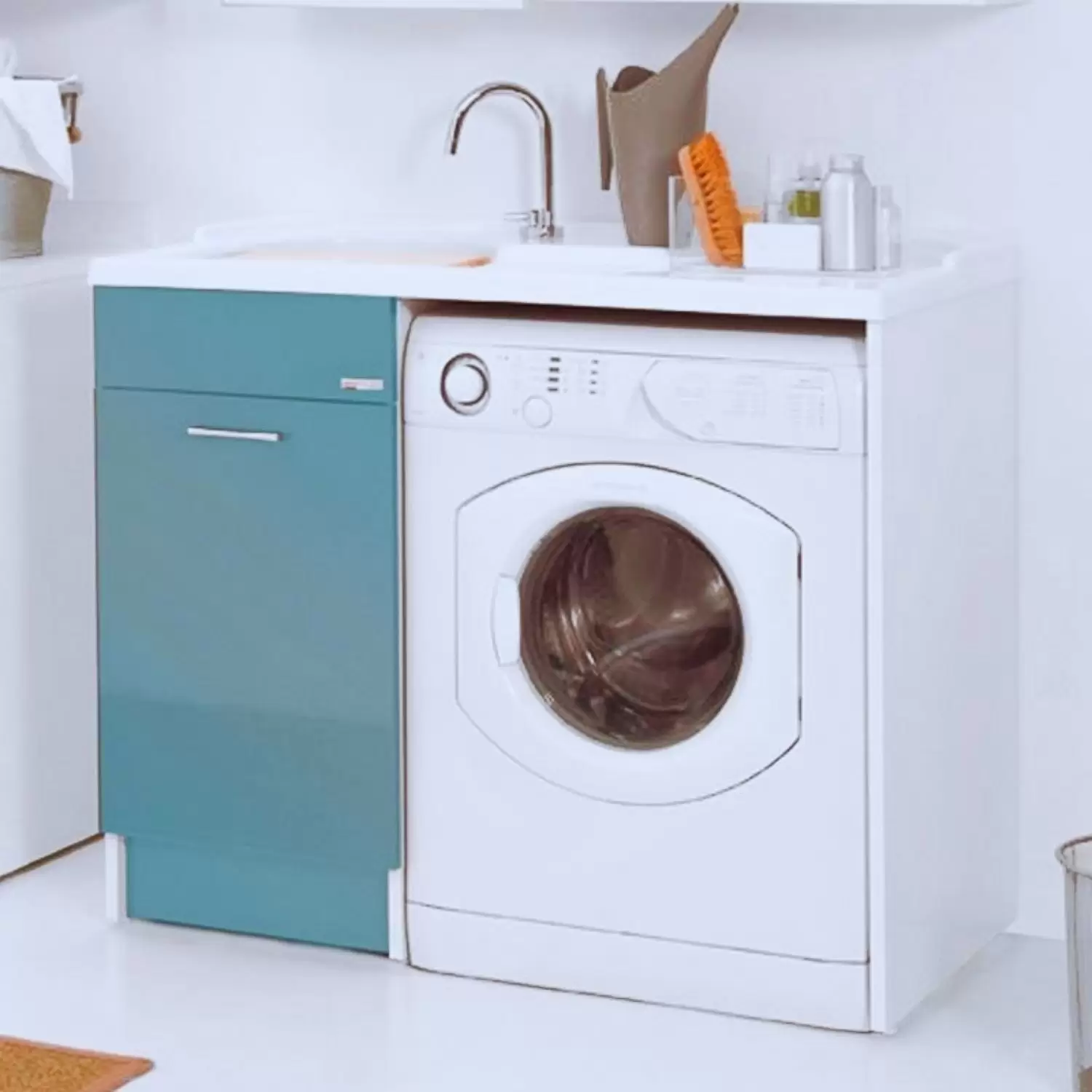 Coprilavatrice Con Cestello Portabiancheria 106x60x89h Cm Celeste Duo Colavene Vasca A SX 1 Coprilavatrice Con Cestello Portabiancheria 106x60x89h Cm Celeste Duo Colavene Vasca A SX