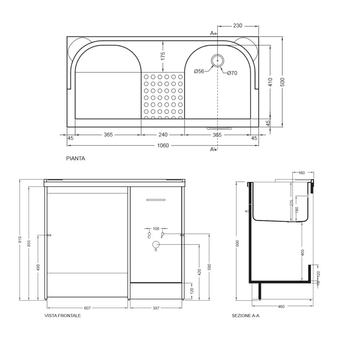 Coprilavatrice Con Lavapanni 106x50cm Vasca Dx Colavene 3 Coprilavatrice Con Lavapanni 106x50cm Vasca Dx Colavene - immagine 3