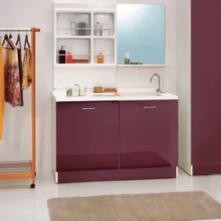 Coprilavatrice Con Vasca A DX 130x66.5x89h Cm Melanzana Portabiancheria Active Wash Colavene