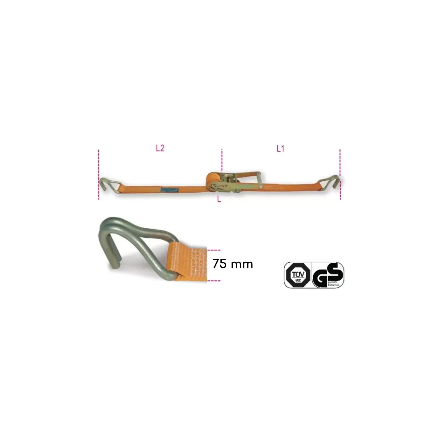 Cricchetto Con Gancio Ad Uncino 12.5mt 75mm 5000Kg Robur Beta 3 Cricchetto Con Gancio Ad Uncino 12.5mt 75mm 5000Kg Robur Beta - immagine 3
