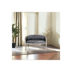 Divano 2 Posti Stile Classico In Ecopelle Grigio Vintage - COLEMAN