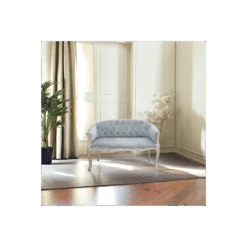 Divano 2 Posti Stile Classico In Velluto Grigio Chiaro - COLEMAN