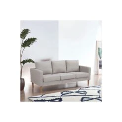 Divano 3 Posti In Tessuto Beige 180x73cm - RAMSEY