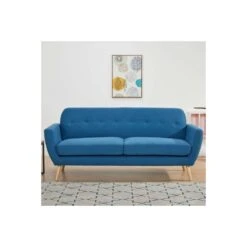 Divano 3 Posti In Tessuto Blu 193x79cm - BURTON