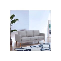 Divano 3 Posti In Tessuto Grigio Chiaro 180x73cm - RAMSEY