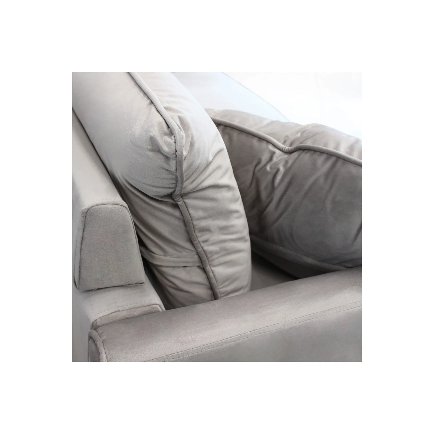 Divano In Velluto Tortora 3 Posti 196x81cm - CHANDLER 3 Divano In Velluto Tortora 3 Posti 196x81cm - CHANDLER - immagine 3