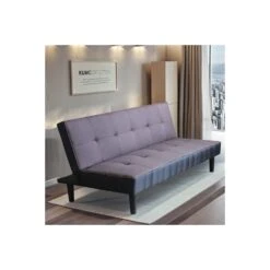 Divano Letto 3 Posti Con Schienale Reclinabile In Tessuto Antracite Melange - ALVIN