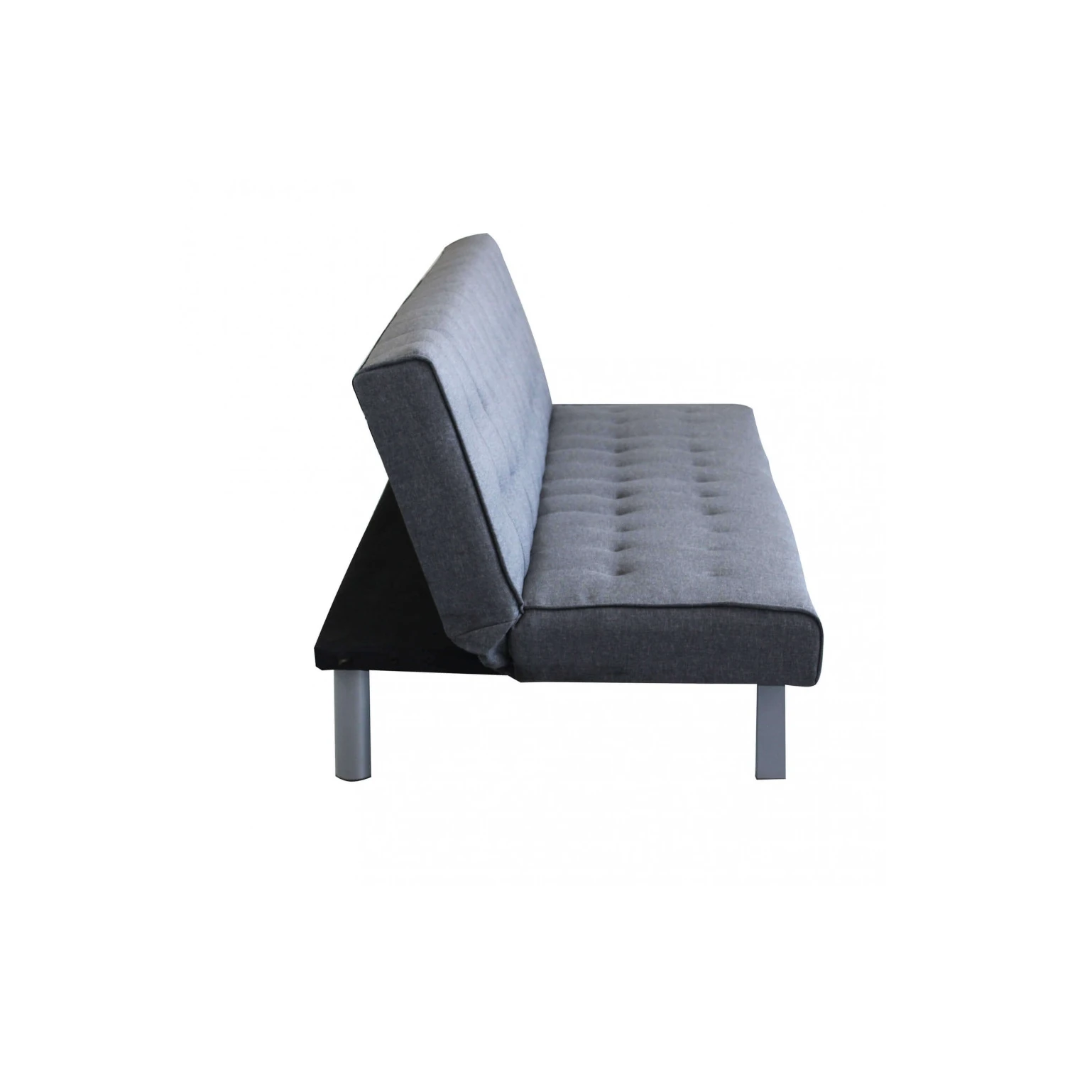 Divano Letto 3 Posti In Tessuto Grigio Con Schienale Reclinabile - BARRY 5 Divano Letto 3 Posti In Tessuto Grigio Con Schienale Reclinabile - BARRY - immagine 5