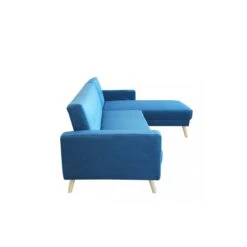 Divano Letto Con Chaise Longue In Tessuto Blu - ARTHUR -Vendite Ediliamo divano letto con chaise longue in tessuto blu arthur 3