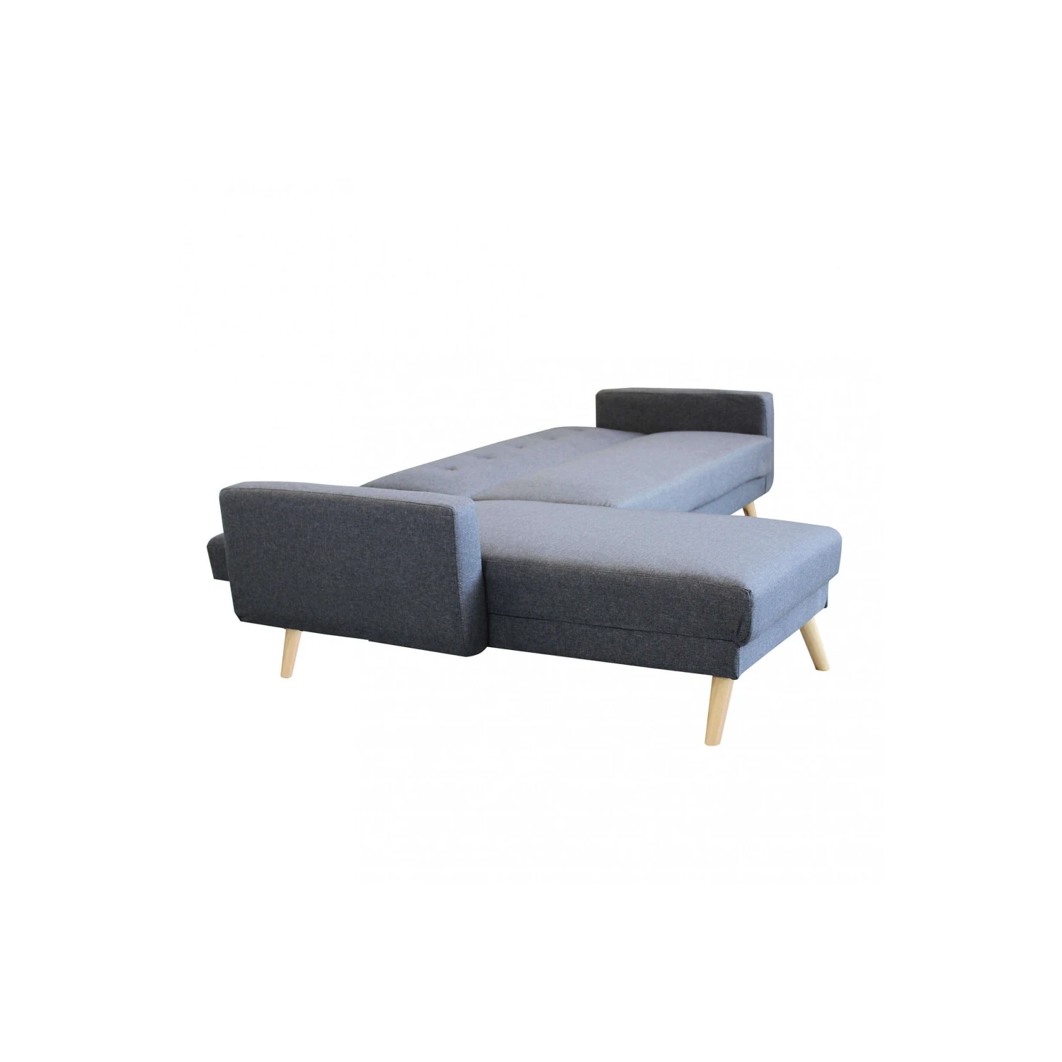 Divano Letto Con Chaise Longue In Tessuto Grigio - ARTHUR 2 Divano Letto Con Chaise Longue In Tessuto Grigio - ARTHUR - immagine 2