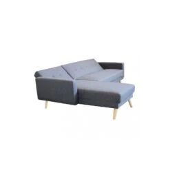 Divano Letto Con Chaise Longue In Tessuto Grigio - ARTHUR