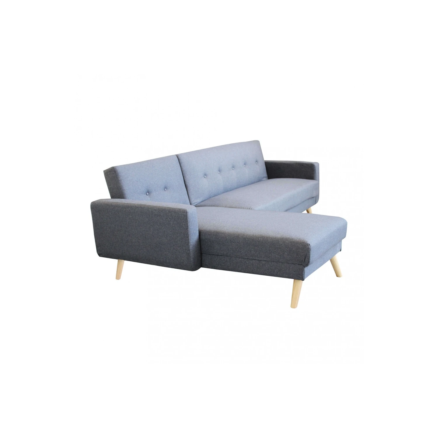 Divano Letto Con Chaise Longue In Tessuto Grigio - ARTHUR 5 Divano Letto Con Chaise Longue In Tessuto Grigio - ARTHUR - immagine 5