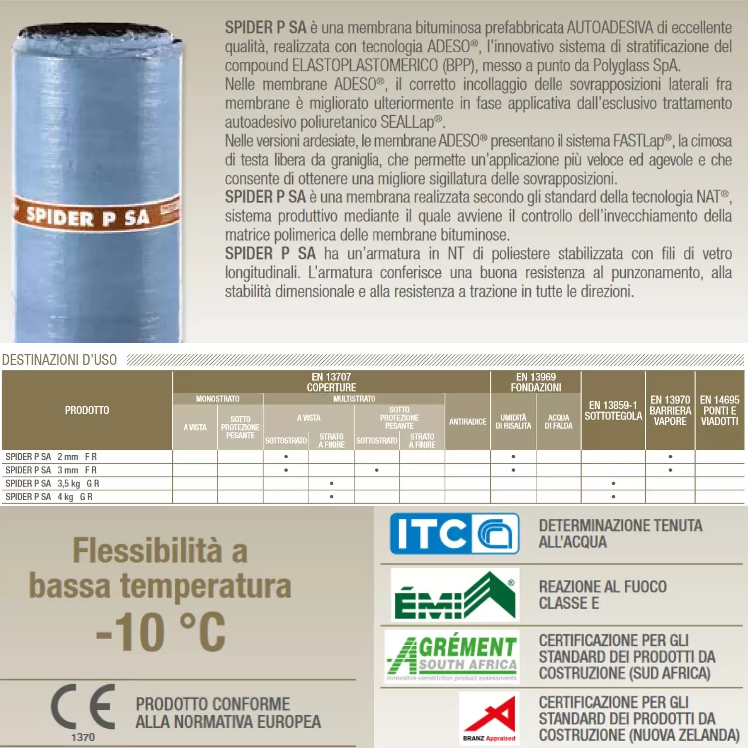 Guaina Autoadesiva Granigliata Spider P SA -10° Polyglass 2 Guaina Autoadesiva Granigliata Spider P SA -10° Polyglass - immagine 2