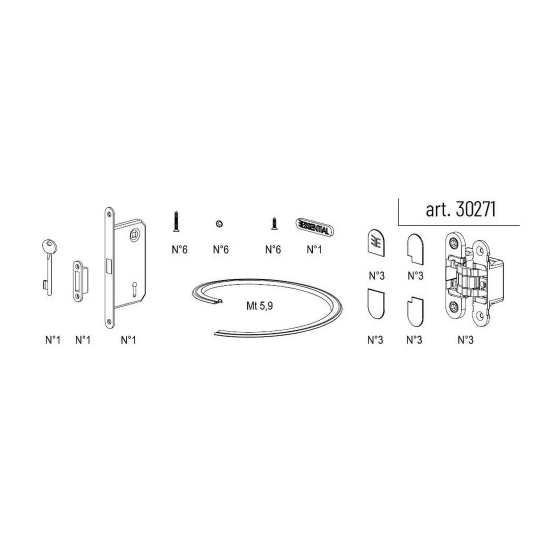 Kit Ferramenta Essential Battente Scrigno 2 Kit Ferramenta Essential Battente Scrigno - immagine 2