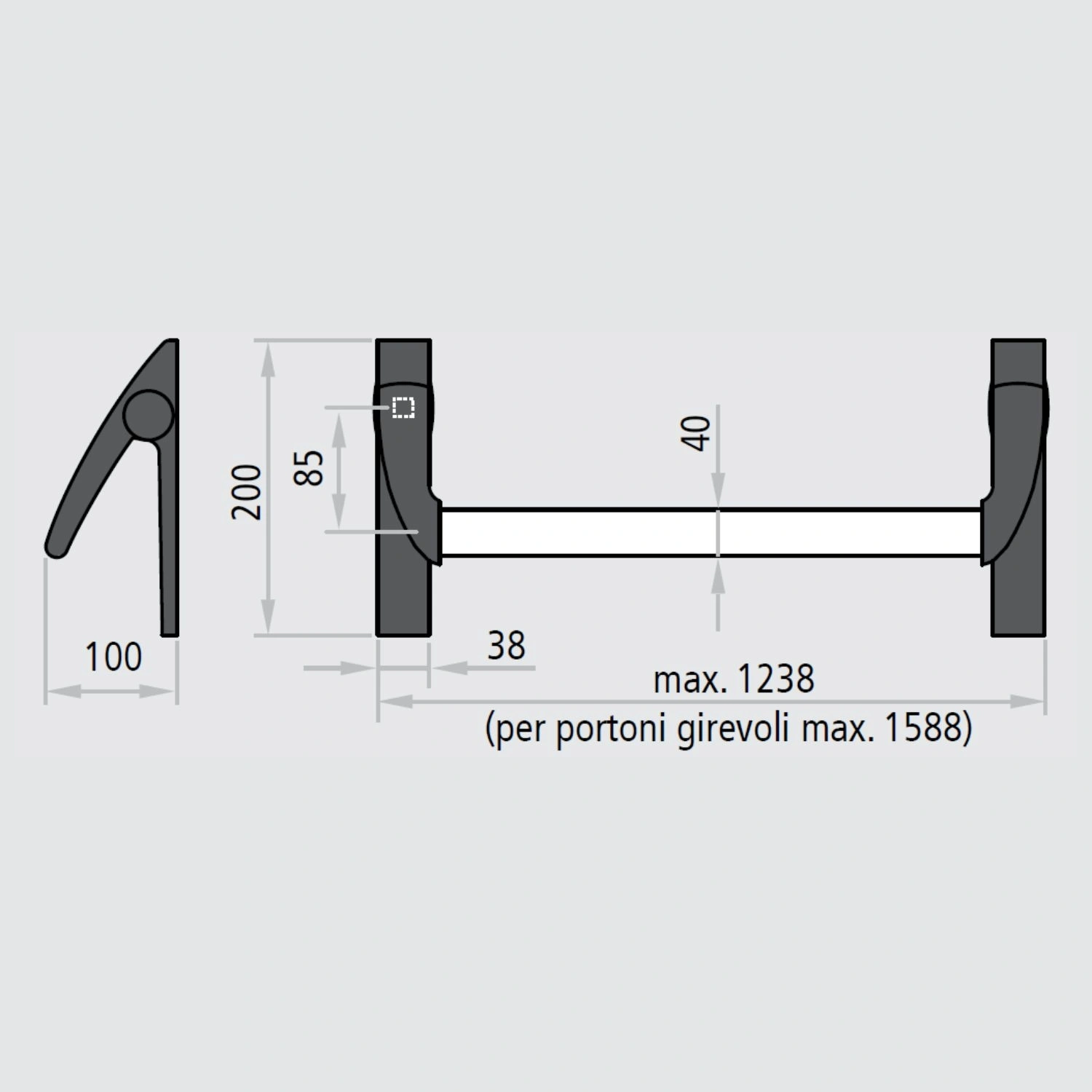 Kit Maniglione Antipanico NINZ TWIST BM Anta Attiva Porte Tagliafuoco REI - immagine 2