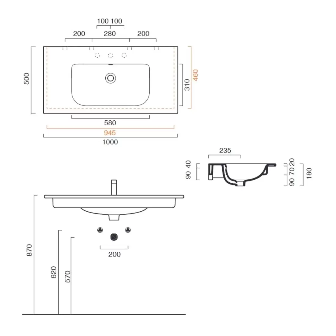Lavabo Bagno 100x50 Cm Catalano Sfera 100 3 Lavabo Bagno 100x50 Cm Catalano Sfera 100 - immagine 3
