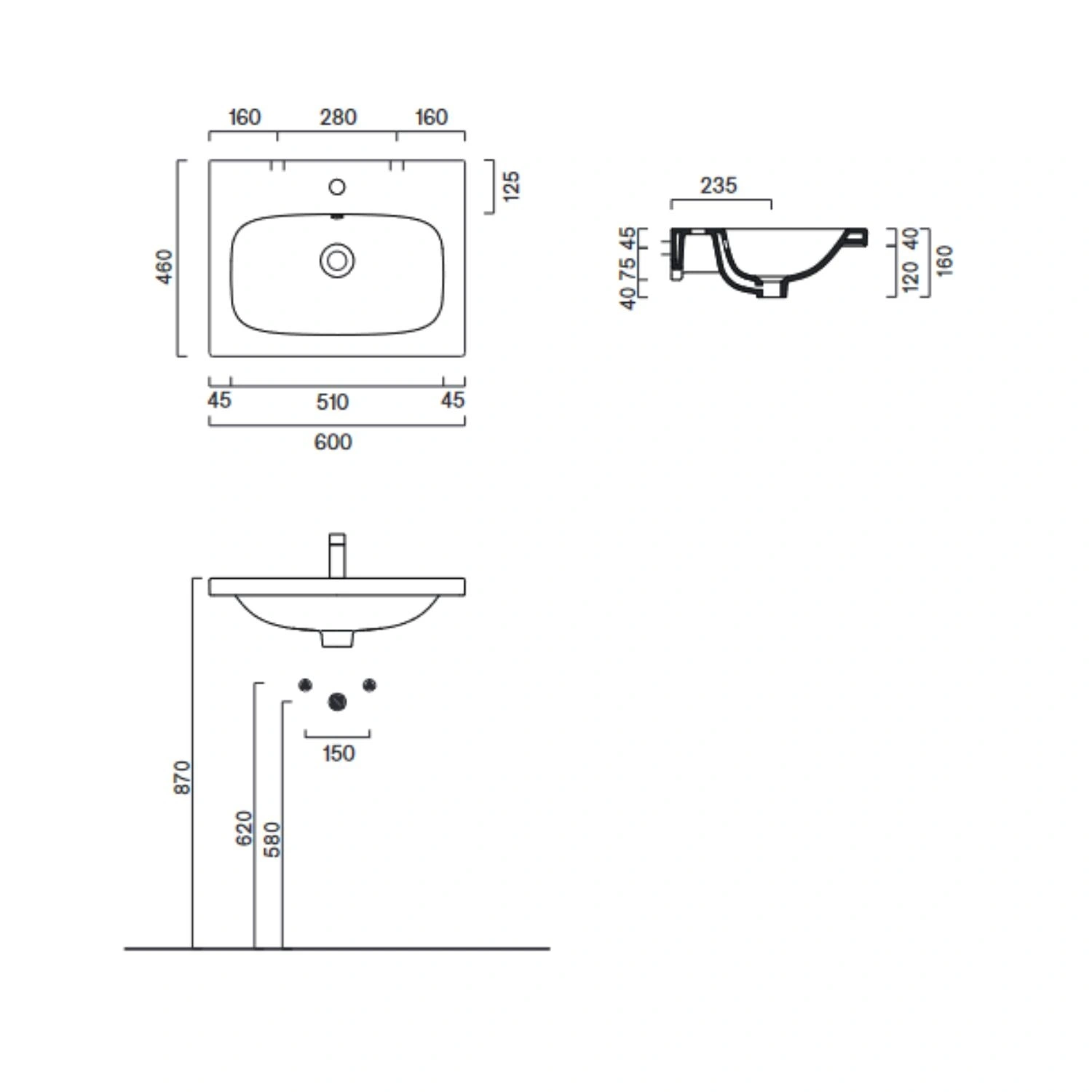 Lavabo Catalano 60x46 Bianco Lucido Alvea 3 Lavabo Catalano 60x46 Bianco Lucido Alvea - immagine 3