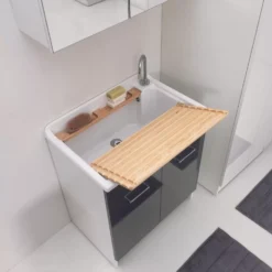Lavatoio 75x50x86h Cm Senza Cesto Portabiancheria Antracite Lindo Max Colavene