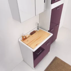 Lavatoio 75x50x86h Cm Senza Cesto Portabiancheria Melanzana Lindo Max Colavene