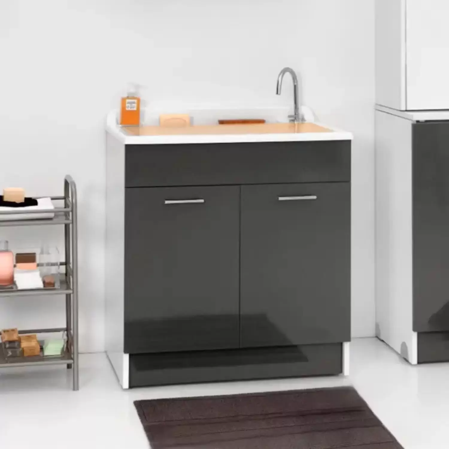 Lavatoio 80x60x86h Cm Con Cesto Portabiancheria Antracite Twist Max Colavene 2 Lavatoio 80x60x86h Cm Con Cesto Portabiancheria Antracite Twist Max Colavene - immagine 2