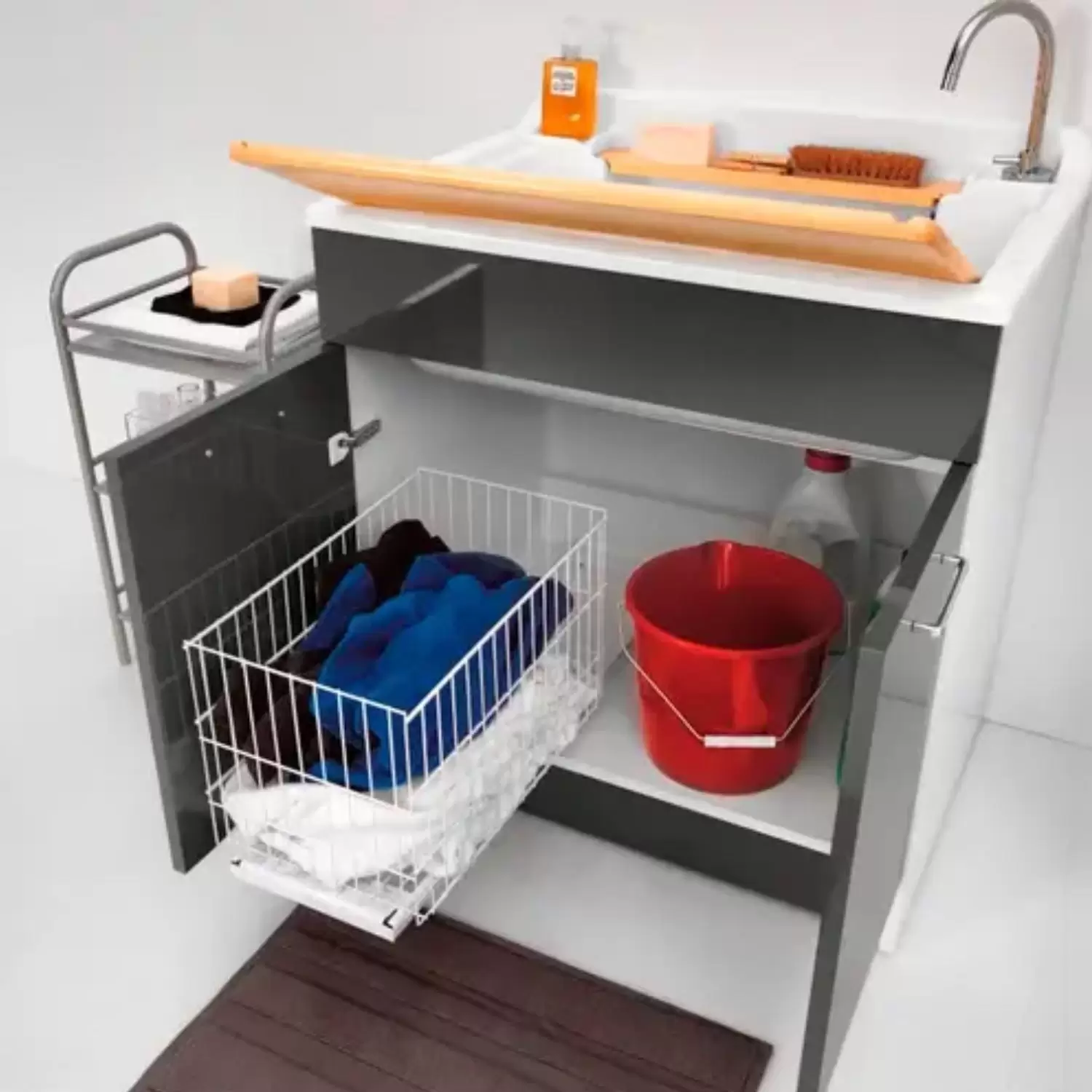 Lavatoio 80x60x86h Cm Con Cesto Portabiancheria Antracite Twist Max Colavene 3 Lavatoio 80x60x86h Cm Con Cesto Portabiancheria Antracite Twist Max Colavene - immagine 3