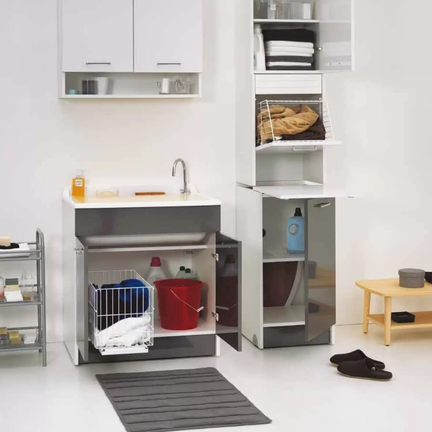 Lavatoio 80x60x86h Cm Con Cesto Portabiancheria Antracite Twist Max Colavene 8 Lavatoio 80x60x86h Cm Con Cesto Portabiancheria Antracite Twist Max Colavene - immagine 8