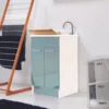 Lavatoio 80x60x86h Cm Con Cesto Portabiancheria Celeste Twist Max Colavene