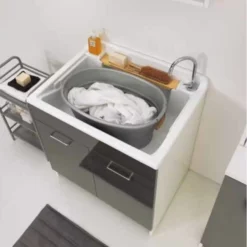 Lavatoio 80x60x86h Cm Con Cesto Portabiancheria Celeste Twist Max Colavene -Vendite Ediliamo lavatoio 80x60x86h cm con cesto portabiancheria celeste twist max colavene 6